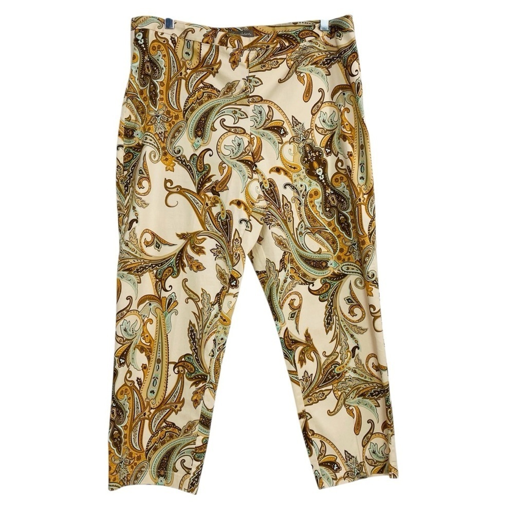 Tommy Bahama Cream Paisley Print Cropped Ankle Pants Size 14